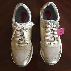 Gold Metallic Tennis Shoes by FootPetals NWOT
